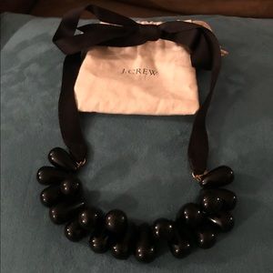 J.CREW Black Glass Beaded Ribbon Necklace
